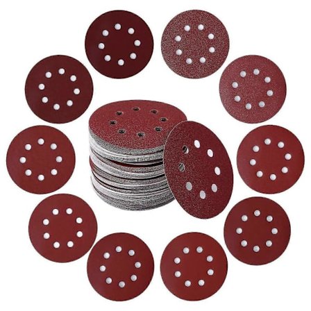 100 st 125 mm slippapper med 8 hål - Högkvalitativt sandpapper för slipmaskin