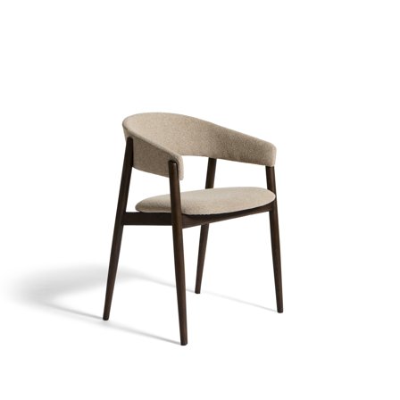 Leonora spisebordsstol, armlæn, Røget egetræ, Beige polstring - 50,5x56,3x78cm - Elegant & Komfortabel Spisestol i Massivt Egetræ med Armlæn