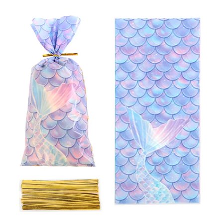 25/50pcs Mermaid Tail Gift Bags Candy Cookie Wraps Girls Birthday Supplies Mermaid Party Baby Shower Supplies Decoration