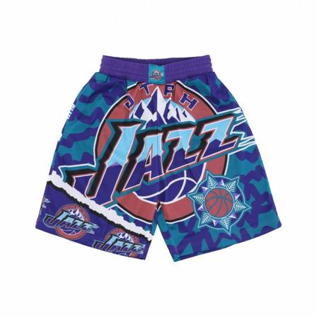 Mitchell & Ness, basketball shorts nba jumbotron 2.0 mesh short hardwood classics utajaz Blauw, Heren, Maat:S