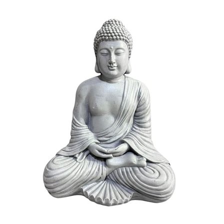 Buddha-patsas, 42 cm, kivikuvioinen, säänkestävä