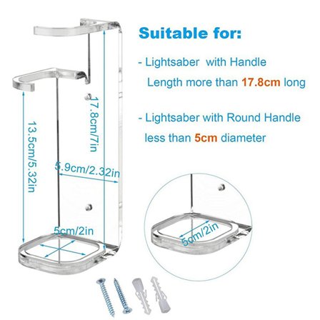Akryl Clear Light Sabre Stand Wall Mount Opbevaringsrack Med Sc