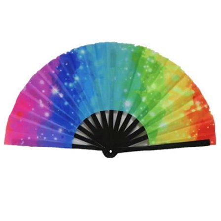 UV Fluorescerende Foldbar Vifte Bærbar Bambus Håndvifte Karneval Dansefest Kung Fu Vifte med Lyse Farver til Sceneoptrædener Barer Bryllupper