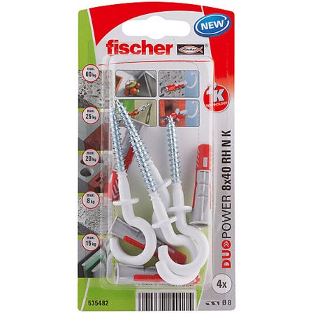 FISCHER UNIVERSALPL DUOPOWER 8X40RH N BK A4 STK MED HVIT KROK