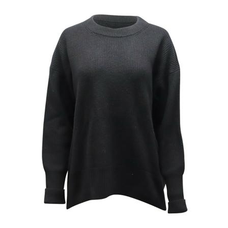 Calce Rib Knit Long Sleeve Sweater Sort, Dame