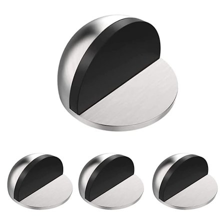 4-pakks Selvklebende Dørstopper i Rustfritt Stål, Gulvmontert Halvkule, Beskytter Veggene Mot Skrueskade, Sølv