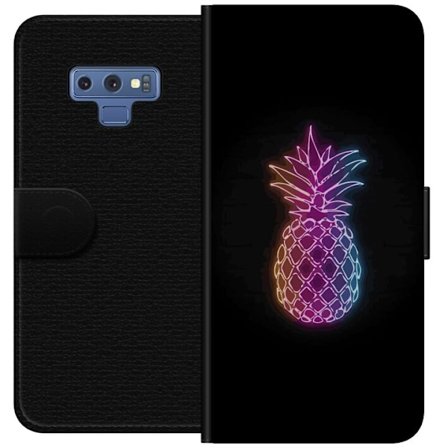 Kompatibelt Lommeboketui til Samsung Samsung Galaxy Note9 Neonlysillustrasjon av ananas i fargerikt lys mot svart bakgrunn