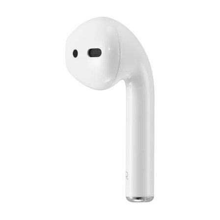 Single right earbud of Apple AirPods 2 generation without charging case.
