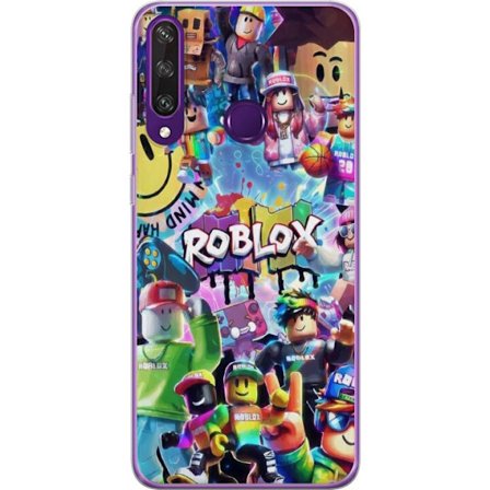 Kompatibelt Mobilskal till Huawei Huawei Y6p Stor färgglad Roblox-värld med många karaktärer, energifylld gaming-illustration perfekt för barnrum