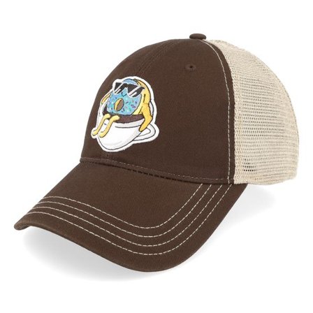 Abducted - Brun trucker Keps - Doughnut In Coffe Cup Patch Brown/Khaki Dad Cap @ Hatstore