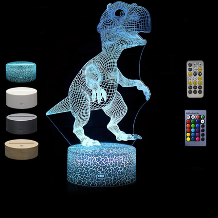 Dinosaur 3D Y valo P yt lamppu 16 V ri 3D Optinen Illuusio Valot Syntym p iv lahja 3D Y valo LED Kosketus D-