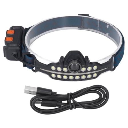 LED-pannlampa induktionsladdning typ C laddning röd LED-varning justerbar huvudficklampa för arbete camping