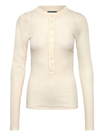 Polo Ralph Lauren Ribbed Cotton Henley Shirt - Cream - M