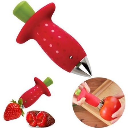 Jordbærskræller, stilk- og bladrenser, tomatskræller, rustfrit stål frugt- og grøntsagsskræller, skræller