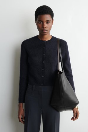 COS Femme Cardigan En Maille Zigzag De Mohair Mélangé in Bleu