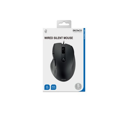 Deltaco Silent Wired Office mouse 5 buttons, 600-1200 DPI