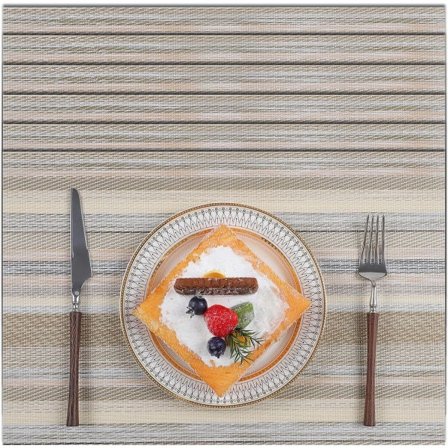 Set med 6 lättstädade bordsunderlägg för matbord Värmebeständig Tvättbar vävd vinylbordsmatta Beigegrön