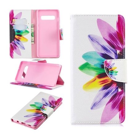 Samsung Galaxy S10 Plus Läderfodral med mönster - Blomblad