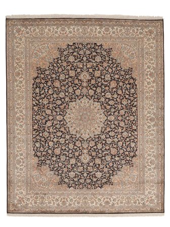 203X254 Tapis Cachemire Pure Soie D'orient Marron/Orange (Soie, Inde) Carpetvista
