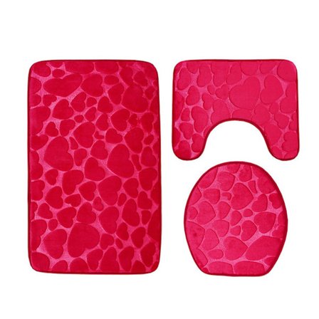 Flanellgolvmatta, toalettsits, toalettmatta, badrumsmatta, tre delar, A13