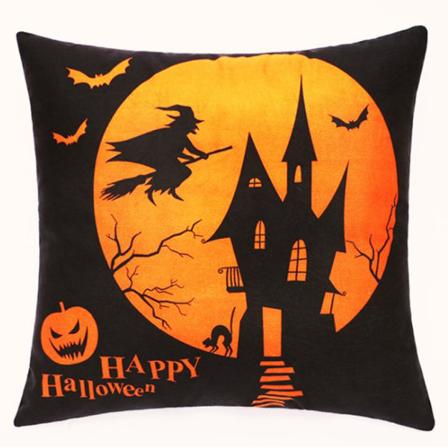 Happy Halloween Pude til Case Witch Hat Castle Ghost Patterns Pudebetræk De