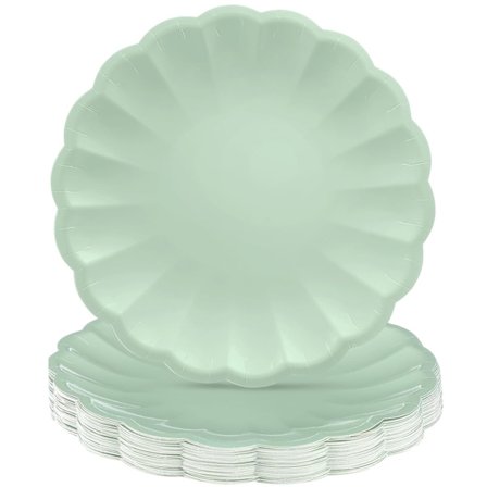 30 st 24 cm Stora Papperstallrikar med Vågig Kant, Engångstallrikar med Snäckskalskant - gul, Perfekt för Födelsedag, Bröllop & Festdekoration