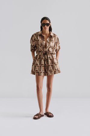 Malina - Iris Shorts - L - Monogram Tan