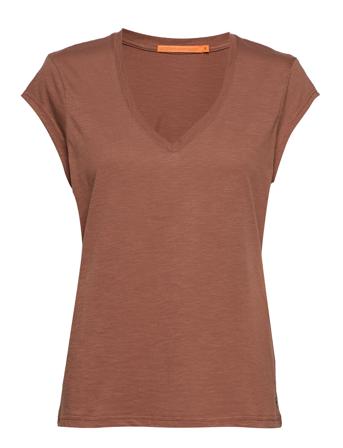 Basic Tee W. V-Neck Brown Coster Copenhagen