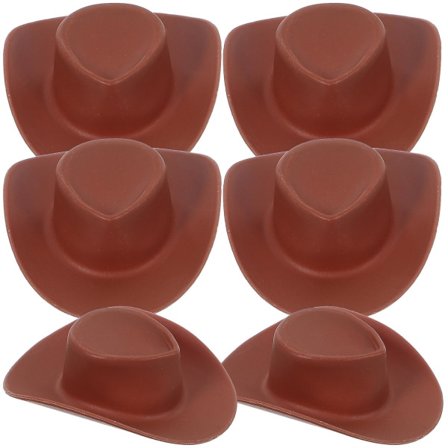 50 stk miniatyr cowboyhatter Liten cowboyhatt Dekorativ mini dukkehatt Mini dukkehus rekvisita (5.5X4.5X1.5CM, Lysbrun)