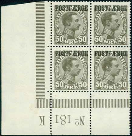 Danmark - Postfærge Marginal 4-blok - Postfrisk