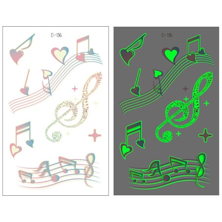 1kpl uusia valaisevia tatuointitarroja, fluoresoiva vihreä muoti persoonallisuus tatuointitarrat (Ei-136)