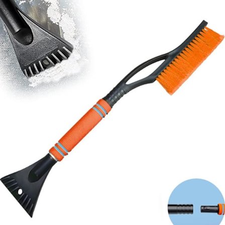 Auton lumisivellin (oranssi), 2-in-1-jäänraaputin ja lumisivellin, irrotettava lumisivellin, auton teleskooppinen lumilapio, autoille, kuorma-autoille