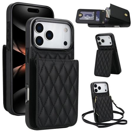 iPhone 17 Pro Max Skal med RFID och Rhombisk Korthållare