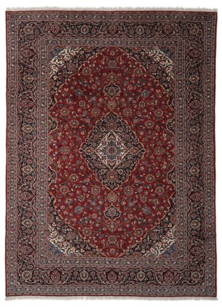 Hand Knotted Persian Keshan Rug 290X388 Black/Dark Red