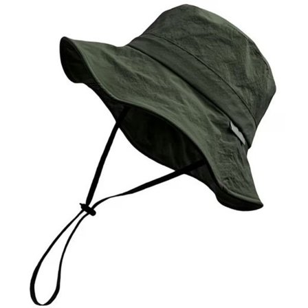 Vandtæt solhat unisex, solhat med bred skygge - fiskerhat med hagestrop 56-60 cm til sommeraktiviteter