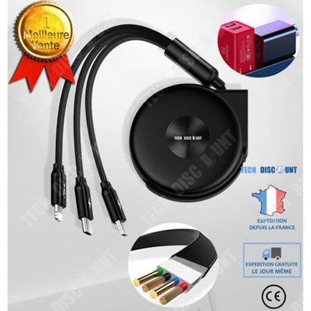 Multikabel - TD - 1 meter - USB - Snabbladdning - Universell 3-i-1