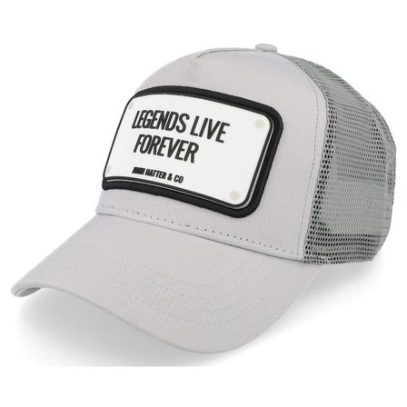 John Hatter & Co - Grå trucker Keps - Legends Live Forever Grey Trucker @ Hatstore
