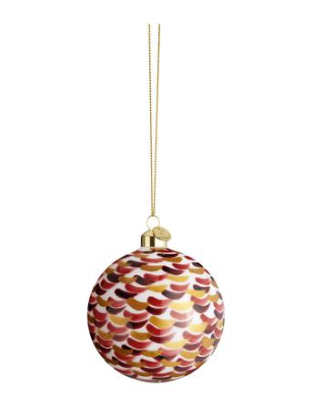 Souvenir Julkula Ø8 Cm Penseldrag, Röd Home Decoration Christmas Decoration Christmas Baubles & Tree Accessories Multi/mönstrad Holmegaard