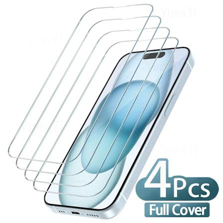 4Pcs Fullt Härdat Glas För Iphone 11 12 14 15 Pro Max Skärmskydd För Iphone Xr X Max 7 8 6 Glasfolie For iPhone 11 Pro 4PCS