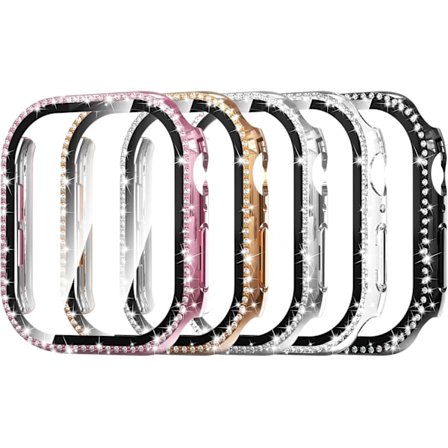 Kuuma 5 kappaleen Bling-näytönsuojakotelo, yhteensopiva Apple Watch 38mm 42mm 40mm 44mm 41mm 45mm Series 10 42mm 46mm -sarjan kanssa, korvaava kotelo 