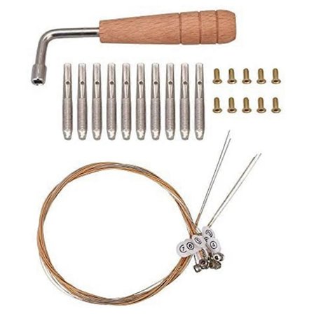 10 stk. Stemmeskruer & 10 stk. Nitter, med L-formet Stemmenøgle, 10 strenge Laiyaqin strenge til Lyre Harpe S