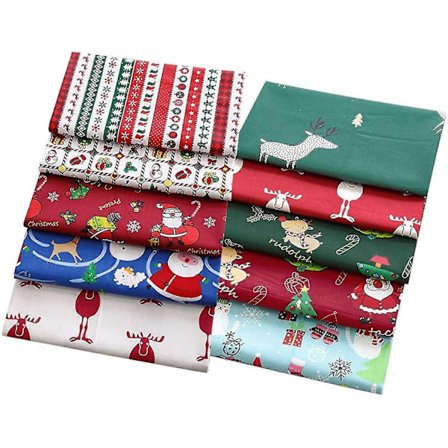 10-delars julbomullstygpaket, 10 delar jultyg, jultema tecknad quiltbomull