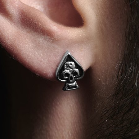 Doodskop Poker Oorbel voor mannen - Stud Oorbellen