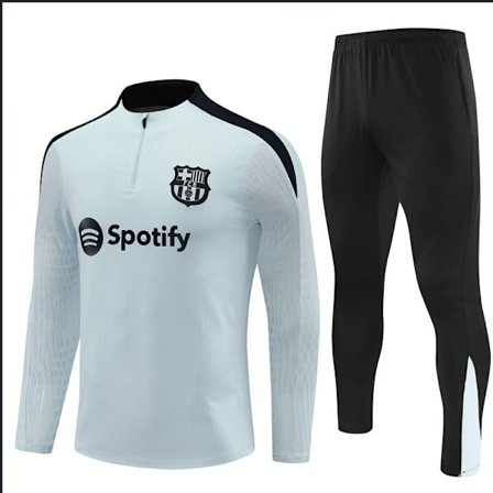 2425 Ny FC Barcelona fodboldtrøje, lange ærmer, halv lynlås, til voksne og børn - Perfekt