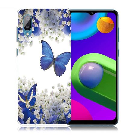 Butterfly läder Samsung Galaxy M02 / Samsung Galaxy A02 fodral - Blå