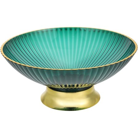 Rund Fruktskål med Fot, Grønn Nøkkelbolle med Dreneringshull, Dekorativ Bordpynt, Moderne Serveringsfat (24 cm)