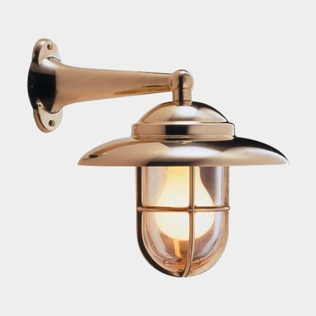 Bulkhead light Foresti, Ø220 mm, 12 / 24 / 220 V, chromed brass, with frosted glass