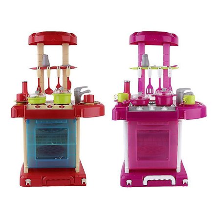 Leksakskök för barn, flickleksak, babykök, matlagningsspel, bord, bestick, leksaker