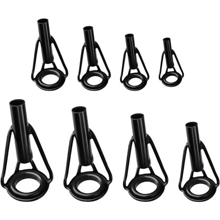 8 stk. Fiskestavsføringer, Rustfrit Stål Fiskestavs Reparationskit Fiskestavsringe til Saltvands- og Ferskvandsfiskeri (Sort)