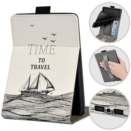 Smart Cover E-bok Reader Stand Case HVIT SEILBÅT HVIT